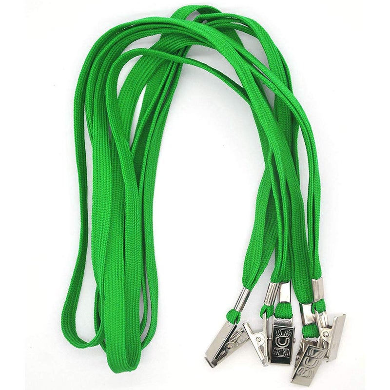 Bird Fiy Green Lanyards 100 Pack Bulk Badge Lanyards with Clip Neck Flat Lanyard with Badge Lanyard Bulldog Clip - Image 3